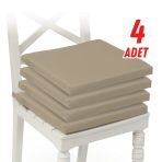 XPERMATE 4'lü Sandalye Minderi Su İtici Kumaş 40x40 cm Sünger Sandalye Minderi Bağcıklı (Bej)