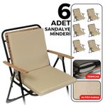 Xpermate 6'lı Arkalıklı Sandalye Minderi Fermuarlı 40x40 Bej