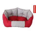 XPERMATE Biscuit Kedi Yatağı Tüy Tutmaz Kumaş, Köpek Yatağı Su İtici Kumaş 60x55x28 (Kırmızı - Bej)