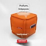 Xpermate Dekoratif Kare Puf Orta Sehpa Ayak Uzatma Puf Puffymod 40x42 - Turuncu
