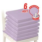 Xpermate Fermuarlı 6'Lı Sandalye Minderi Su İtici Kumaş 40X40 Cm Sünger Sandalye Minderi Bağcıklı Lila