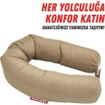 Xpermate Fermuarlı Seyahat Yastığı Cırt Cırtlı Seyahat Boyun Yastigi Yolculuk Yastigi 110CM Bej
