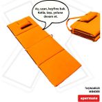 Xpermate Katlanır Şezlong Minderi - Taşınır Kamp Yatağı Su Itici Solmaz Kumaş 180X60X3 Turuncu Ultraluks