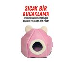 XPERMATE Kedi Evi Kedi Yuvası Yumuşak Kedi Yatağı Taşınabilir Pembe