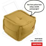 Xpermate Puffymod Dekoratif Kare Puf Orta Sehpa Ayak Uzatma Puf 40 x 32 cm Hardal - 40 x 40 cm