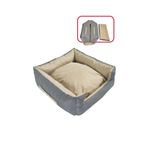 XPERMATE Siesta Kedi Yatağı Tüy Tutmaz Kumaş, Köpek Yatağı Su İtici Kumaş Yedek Kılıflı, Fermuarlı, 55x60x23 Antrasit Bej