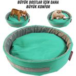Xpermate Sünger Simit Köpek Yuvası Küçük Irk Köpek Yatağı ve Kedi Yatağı 55 cm Yeşil Gri