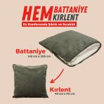 Xpermate Tv Battaniye Yastik Battaniye Kirlent- Welsoft Battaniye- Yolculuk Yastigi- Ucak Yastigi 145X205yesil