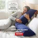 Xpermate Uzun Sarılma Yastığı Bacak Arası Diz Arası Yan Yatış Uyku Destek Dikdörtgen Yastık 150x25 cm - 150 x 25 x 10 cm - Koyu Lacivert