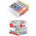 Xplus Canon Pixma MG5450 PGI-550 CLI-551 Uyumlu Kolay Dolan (Dolabilen Tıpalı Otoreset) Kartuş Seti - 5 Renk (Tam Dolu)