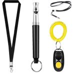 XPOOP 1 set profesyonel ultrasonik köpek düdüğü, boyun bantlı ve köpek eğitim seti, geri çağrı için, durdurma, çal, ayarlanabilir frekanslar, köpekler için klima, egzersiz tıklaması, bebek antrenmanı klip