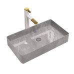 XPYGF565 Banyo Lavabo Dikdörtgen Mermer Doku Seramik Gemi Lavabo 23.6 "x 13.7" Modern Dikdörtgen Gri Tezgah Üstü Banyo Vanity Kase, Musluk Dahil Değildir Lavabo Vanity