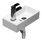XPYGF565 Banyo Lavabosu Beyaz Porselen Banyo Lavabosu Duvar Tipi Lavabo Lavabo Küçük Vestiyer Lavabo Dikdörtgen Seramik Lavabo Lavabo Seti Musluk ve Tahliye Lavabo Vanity (Sol)