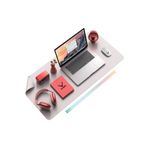 Xrades Deri Mousepad Laptop Bilgisayar Için Geniş Masa Matı Deri Mouse Pad 80x40 Cm BEJ GRİSİ