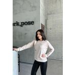 XRAY JEANS Kadın Bisiklet Yaka Minimalist Taşlı Işlemeli Relax Fit Bej Sweatshirt