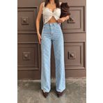 XRAY JEANS Kadın Desenli Bol Buz Mavi Palazzo Kot Pantolon
