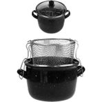 Xsay Alev Emaye Fritöz Tencere Cam Kapak 24 cm