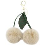 Xsclpomddy Kirsch Bag Charms Ponponlar Kiraz Anahtarlık Yapay Tavşan Tüyü Ponpon Anahtarlık Bavul Aksesuarı Charm Araba Anahtarlık, haki (Light Khaki), 11cm