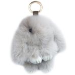 Xsclpomddy Pelüş Tavşan Anahtarlık Pom Poms Çanta Askısı El Çantası Araba Anahtarı Pelüş Ponpon Dekorasyon, Kayısı, 18