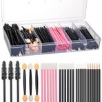 Xspring Makyaj fırçaları, 270 adet tek kullanımlık makyaj seti, düzenleyici kutusu ile, 6 bölmeli, kaş fırçası, maskara, eyeliner ve göz farı uygulayıcıları için