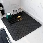 Xspring Silikon Bulaşık Kurutma Matı, Kaymaz ve Kolay Temizlenebilir Silikon Mat, Isıya Dayanıklı, Bulaşıklar ve Tezgah Üstü İçin, Buzdolabı Çekmece Astarı (Gri 40x30cm)