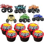 Xsstarmi 24 paket kamyon, kamyon, cupcake toppers simli Blaze araba yarışı Cupcake kürdanları doğum günü, düğün, yıl dönümü parti pasta dekorasyonu için renk karışımı