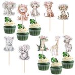 Xsstarmi 40 Paket Orman Hayvanları Cupcake Toppers Parıltılı Su Aygırı Timsah Zürafa Cupcake Picks Maymun Fil Aslan Koala Pasta Dekorasyonu Hayvan Serisi Parti Aksesuarları