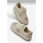 XStar Çocuk Unisex Bej Altın Termo Taban Yıldız Detaylı Lastikli ve Cırtlı Ortopedi Spor Ayakkabı