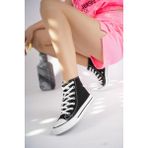 XStreet Uzun Unisex Keten Spor Ayakkabı Sneakers Düz Tabanlı Kadın Kullanımı İçin Rahat - Siyah