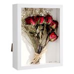 XTDMJ 3D resim çerçevesi, 15 x 20 cm, derin ahşap obje çerçevesi, 3D doldurmak için, resim çerçevesi, derin kutu, cam panelli, duvar halısı veya masaüstü için, aile hatıra hediyeleri (beyaz ahşap