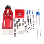 Xtevu Delik Matkap Kılavuzu Jig, 3'ü 1 Doweling Drilling Bulucu, Ayarlanabilir Ahşap Matkap Konumlandırma Aracı, Döküm Deli Delme Jig Kiti Kabine, Mobilya