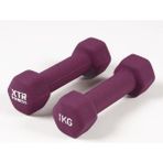 XTR Fitness Vinyl Neoprene Dambıl Seti 2 Adet 1 Kg Mor - Kaydırmaz Premium Kalite - 1 kg x 2 Adet