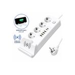 XTRIKE ME Wirelles Şarj 3000W Yüksek Güçlü Akım Korumalı Priz - 4 Soket + Hızlı Şarj USB ve Type-C Girişli Hızlı Şarj Isıya Dayanıklı