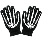 XUECHEN Cadılar Bayramı İskelet Eldivenleri,Unisex Kafatası Tam Parmak Eldiven,Kostüm Cosplay Erkekler Kadınlar Çocuk Aksesuarları için, Kalınlaştırılmış Dokunmatik Ekran, Thickened