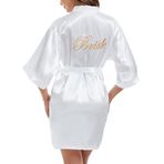 Xuepelit Bride sabahlık, kadın, kimono, saten bornoz, hafif, Japon düğün bornozu, pijama, kısa, Gelin beyazı, M