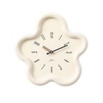 XUJUAN-0227 Duvar Saatleri, Yaratıcı Çiçekler Desenli, Krem rengi, Modern ve Basit, Oturma odanızı dekore etmek için ideal, 39 cm 20000000000 duvar saati