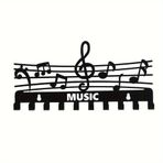 XUJUAN-0227 Duvara Monte Portmanto Yaratıcı Duvar Dekorasyonu, İç Mekan Ev Kullanımı, Zarif, Müzik Notu Depolama Rafı, Siyah Anahtar Kancaları, Askı Palto Kancaları