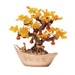 XUJUAN-0227 Kristal Ağaç Kristal Ağaç Süsleme Oturma Odası için, Altın Külçe Sitrin Dekorasyonlu Ofis, Değerli Taş Feng Shui Ağacı Zenginlik Çekici Yapay Ağaçlar (Bej)