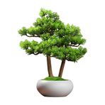XUJUAN-0227 Yapay Bonsai Ağaçları Çin Feng Shui Yapay Bonsai Ağacı Süsleri Ofis Masaüstü Peyzaj Sahte Yeşil Bitkiler Dekoratif Yapay Bonsai (Beyaz)