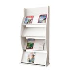 XUJUAN-0227 Yer gazetesi standı, yerde duran gazetelik, ahşap bilgi standı, reklam saklama, yer dergisi standı, dergi standı (beyaz)