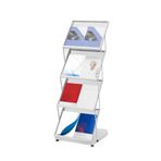 XUJUAN-0227 Zemin gazetelik broşür standı, 4 kademeli, katlanabilir kitaplık, kaymaz ayaklı, zeminde duran dergi standı, gazete tutucu, dergi rafı