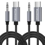 Xumee USB C Aux Kablosu (2 Paket), Tip C Erkek - 3,5 mm Erkek Jak Adaptörü, Araba Stereosu, Hoparlör, Kulaklık Samsung Galaxy S22 S21 S20 Ultra S20+ 5G, Note 20/10, Pixel 4/3 XL (3,3 ft, Gri)