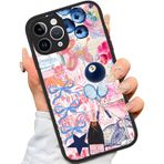 XUNBOTINGS iPhone 13 Pro Max Kılıf, Coquette Kolaj Tiki Estetik Yay Baskı Sanatı İnce Yumuşak Siyah TPU+Temperli Ayna Koruyucu Kılıf (iPhone 13 Pro Max için)