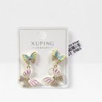 XUPING PEMBE MİNELİ KELEBEK 3CM ÇİVİ KÜPE GOLD