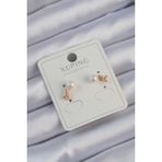 Xuping Rose Renk Zirkon Taşlı Incili Minimal Fiyonk Küpe - Lisinya - 001-Renkli