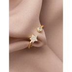 Xuping Yıldız Model Özel Tasarım 14K , Gold , Sarı Renk Ayarlanabilir Çelik Yüzük - Gümüş - Altın - Standart