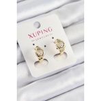 Xuping Zirkon Taşlı Kalp Model Gold Renk Kadın Küpe - Lisinya - 001-Renkli