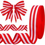 XZEIT Kırmızı-beyaz çizgili bant, kırmızı ve beyaz çizgili polyester fitilli bant, Noel dekorasyonu için, hediye paketi, kendin yap el sanatları, düğün, doğum günü partisi dekorasyonu (50 yarda x 20 mm)