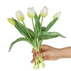 XZJMY Yapay Lale Bunch 3 Lale ve 2 Lale Buds Real Touch Lateks Laleler, Ev, Ofis, Parti, Düğün, Masa Düzenlemeleri için (Beyaz)