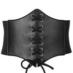 XZQTIVE Kadınlar için Siyah Korse Bel Kemeri, Elbiseler için Geniş Elastik Kravat Waspie Kemeri 4.7 inç, 00 Siyah, Fit Waist 25-29in